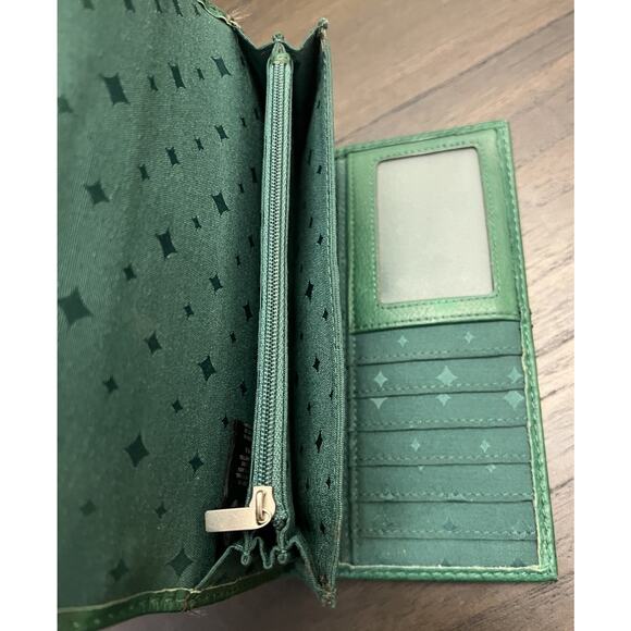 Vintage Fossil Marlow Trifold Checkbook Wallet Leather Kelly Green Keyper Cards - Picture 8 of 16